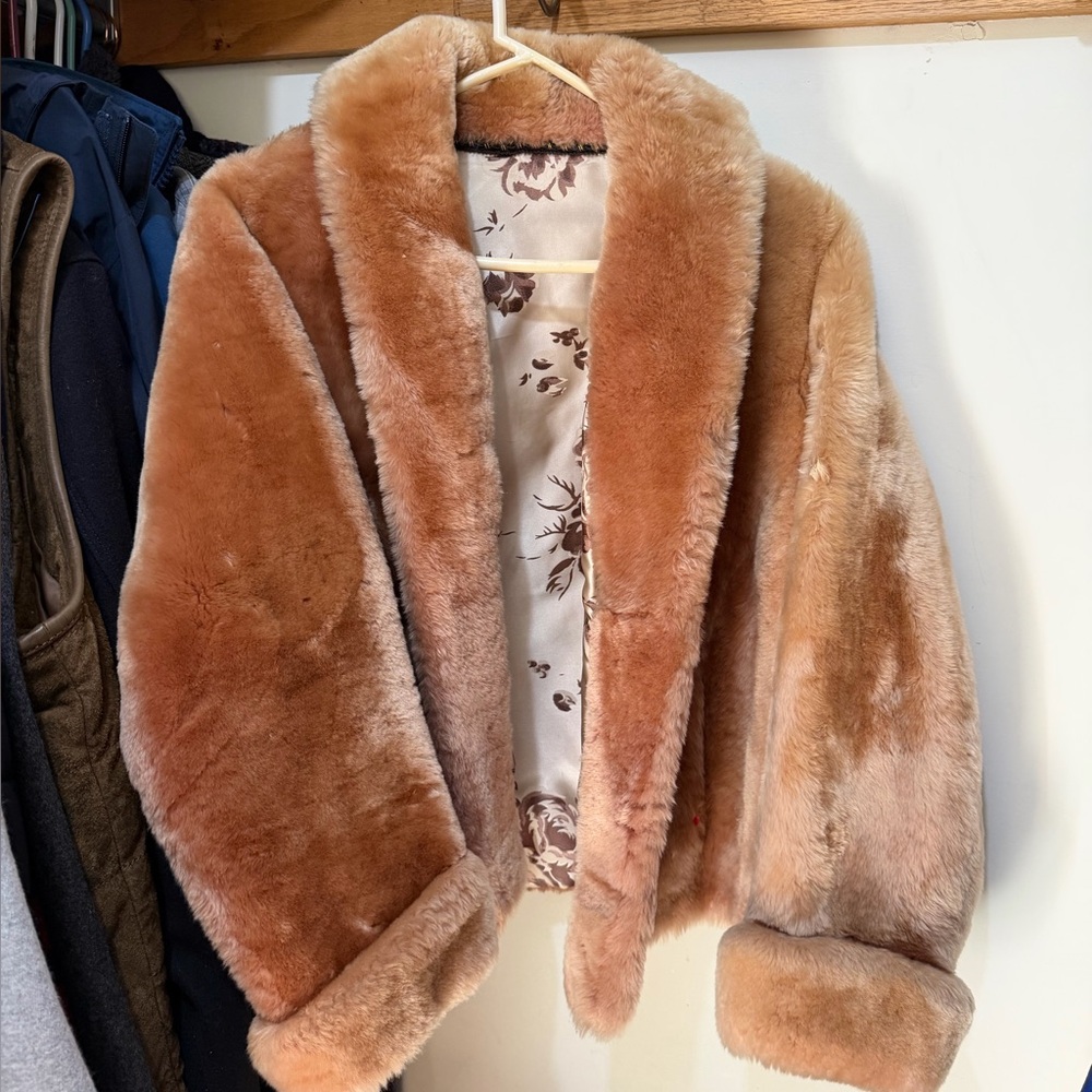Mid century authentic Fur Label Authority Women's lined Tan Fur Coat